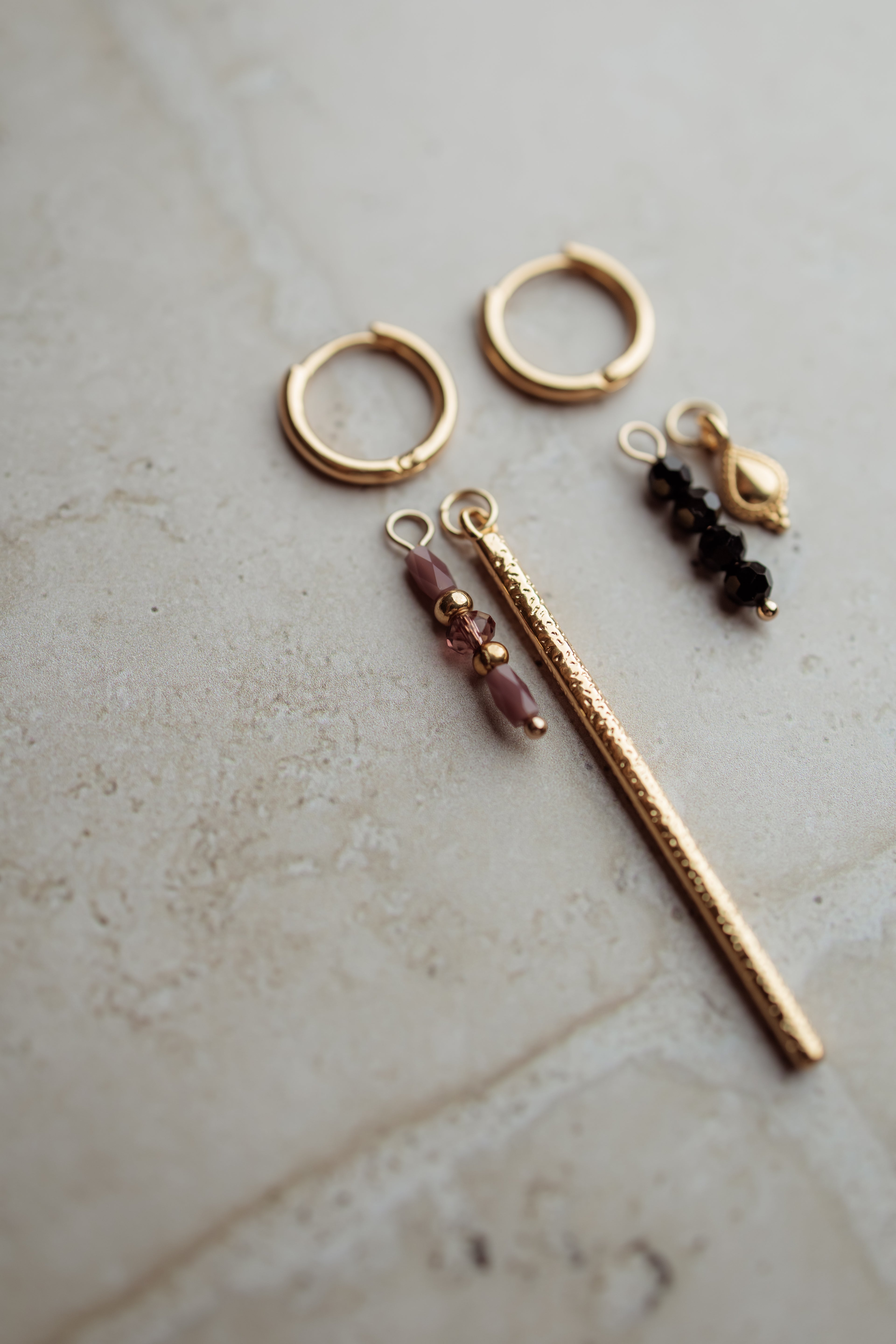 Charm bordeaux beads