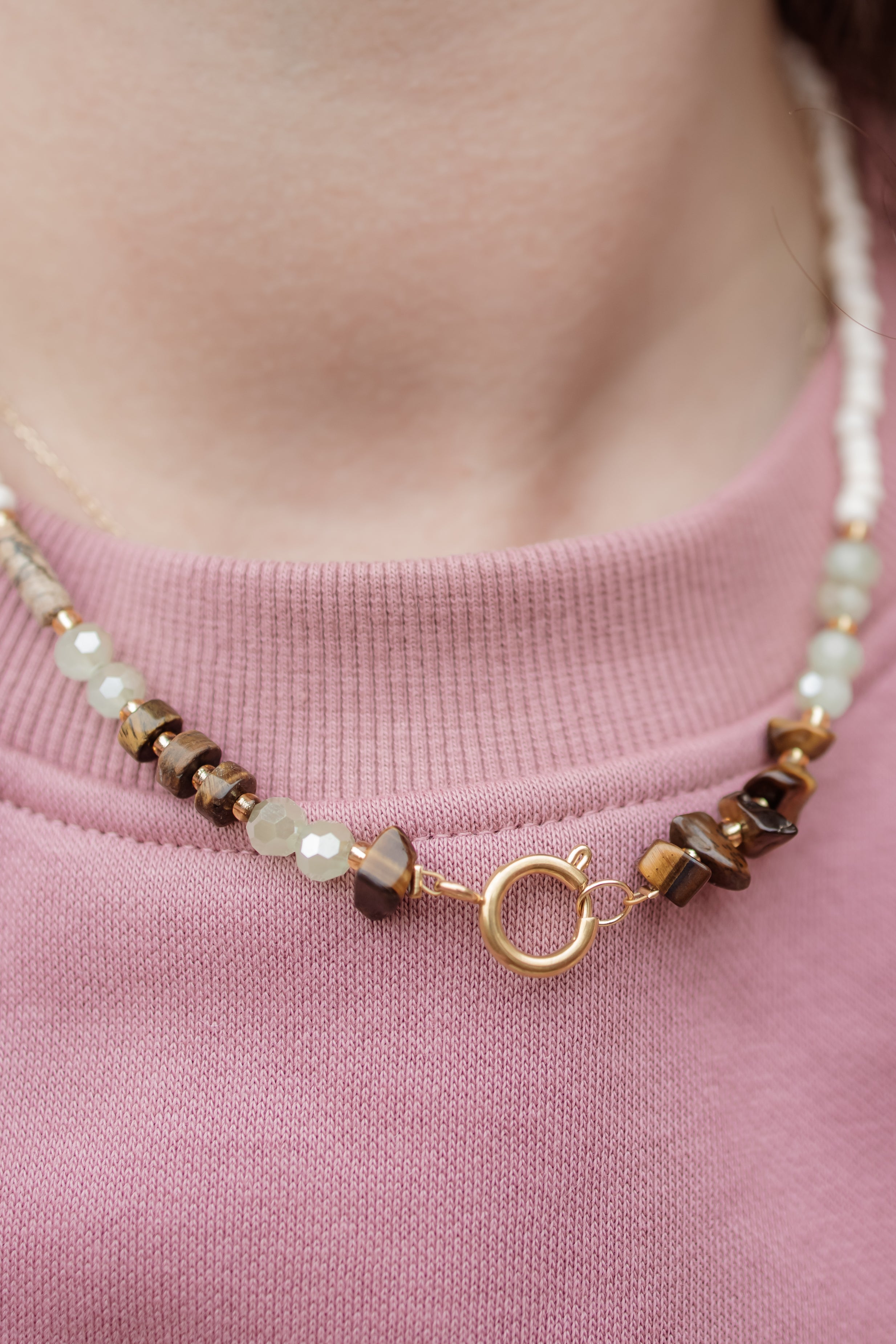 Necklace rustic olive