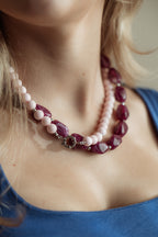 Necklace bold stone burgundy
