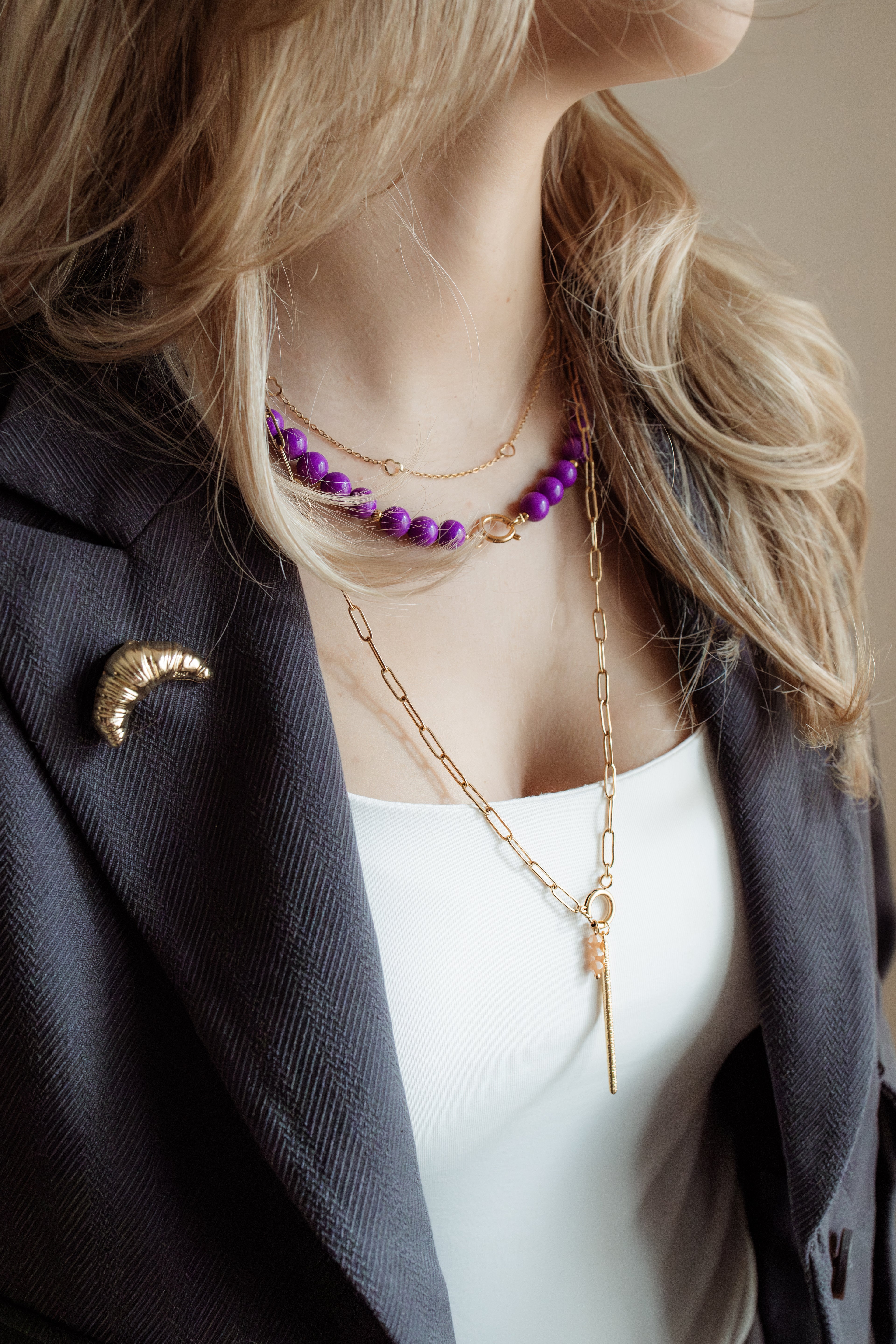 Necklace bold & brave purple
