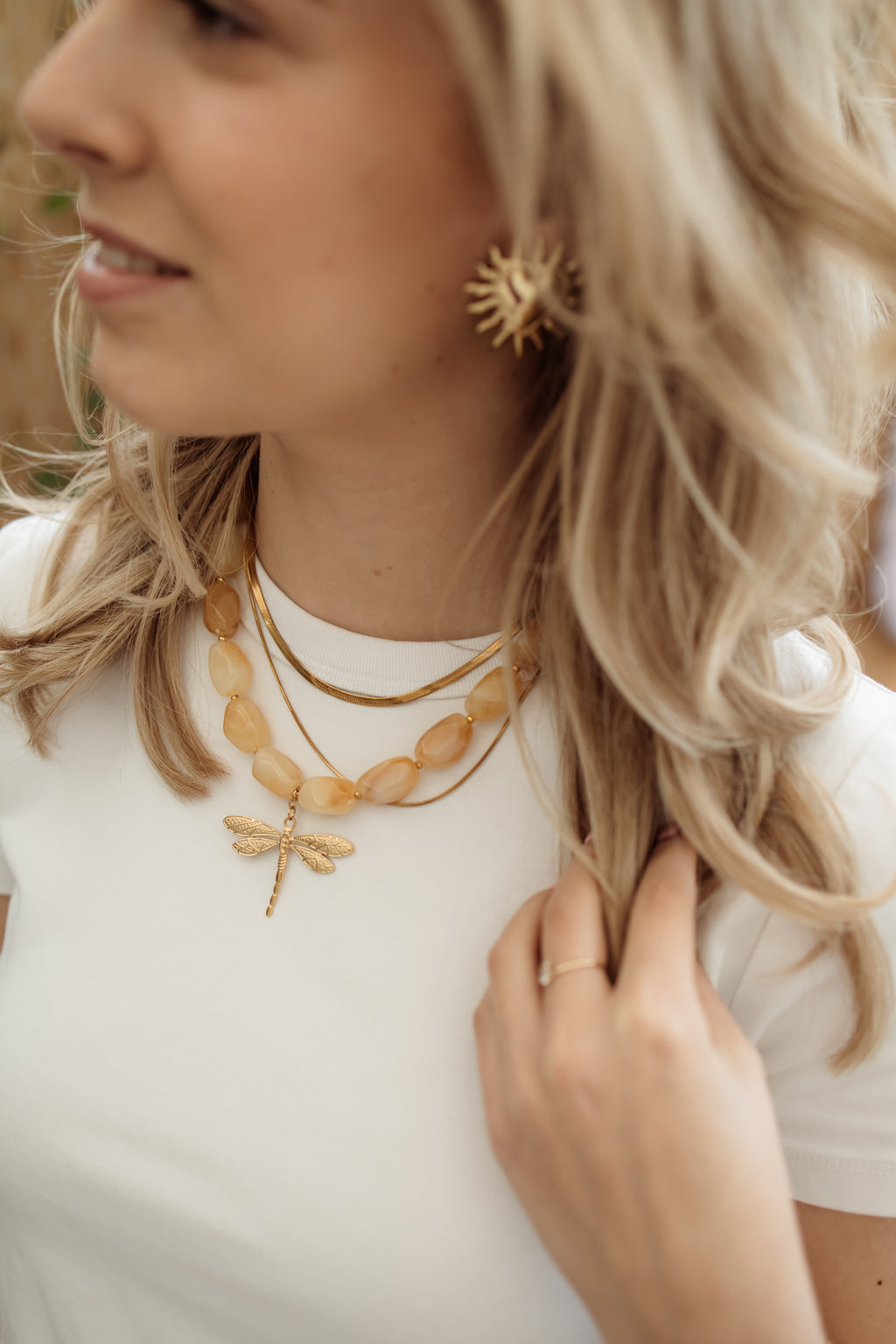 Necklace bold stone butteryellow