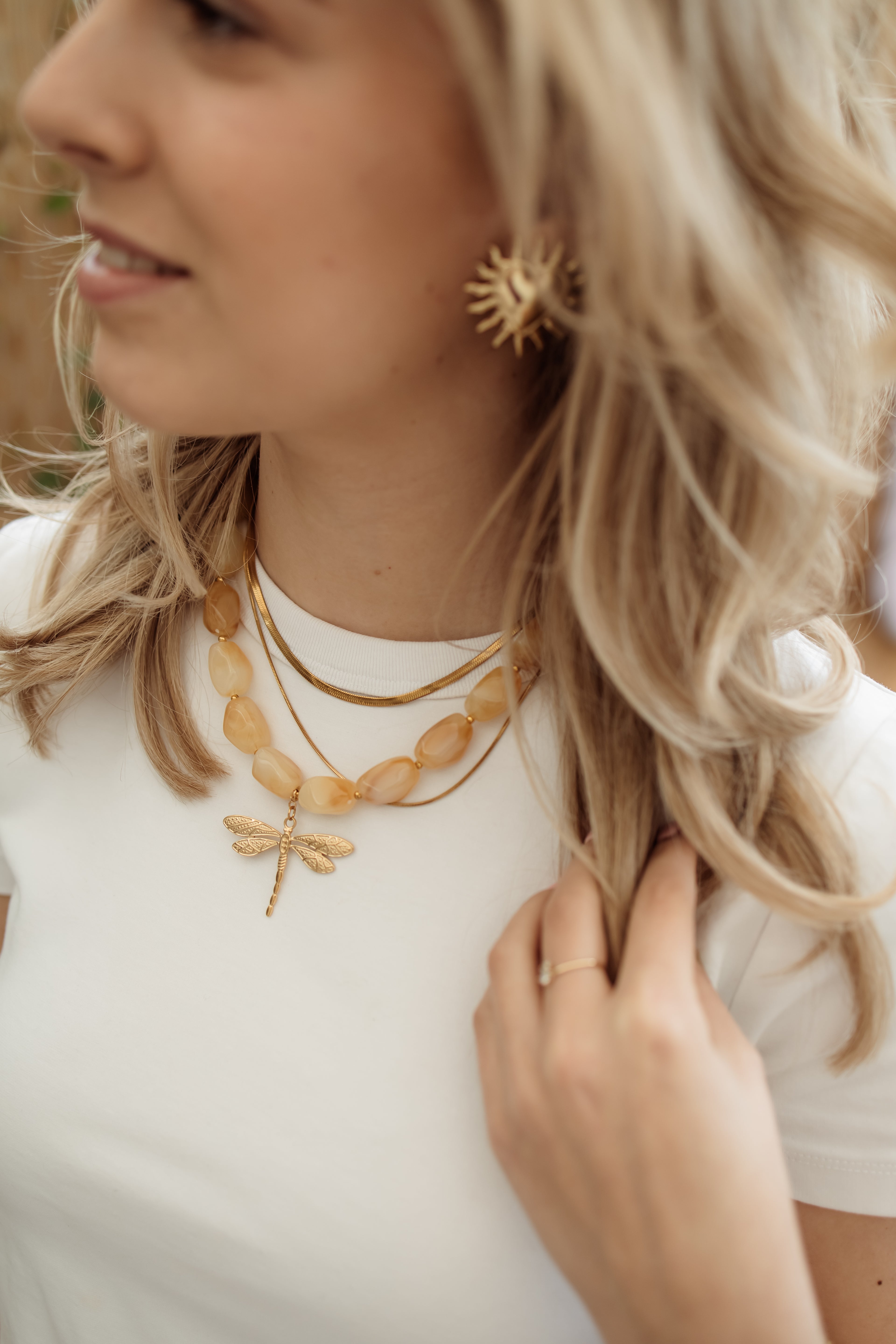 Necklace bold stone butteryellow