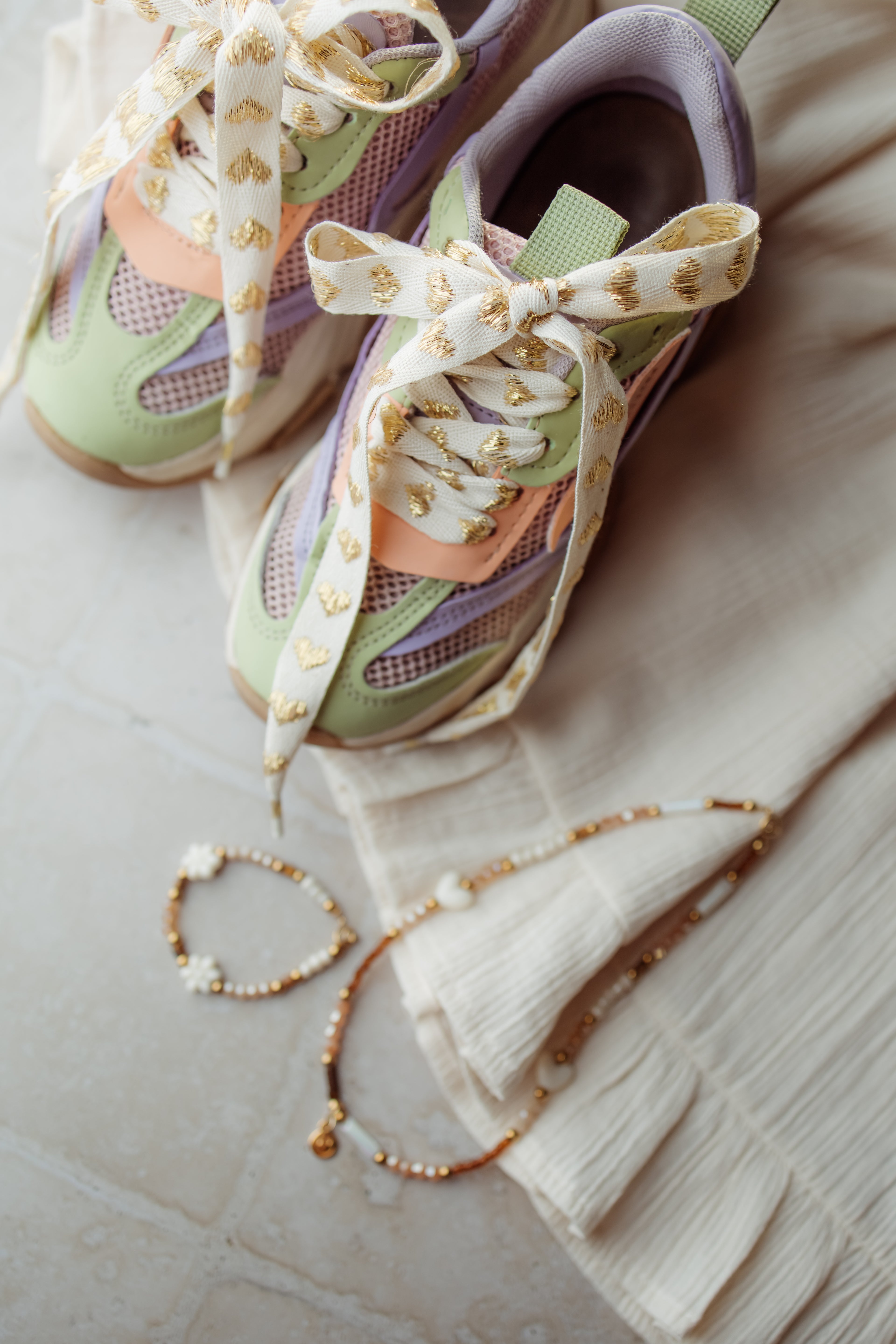 Golden heart shoelaces