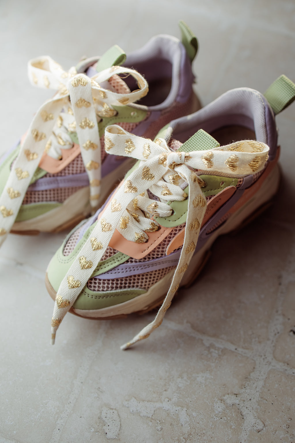 Golden heart shoelaces