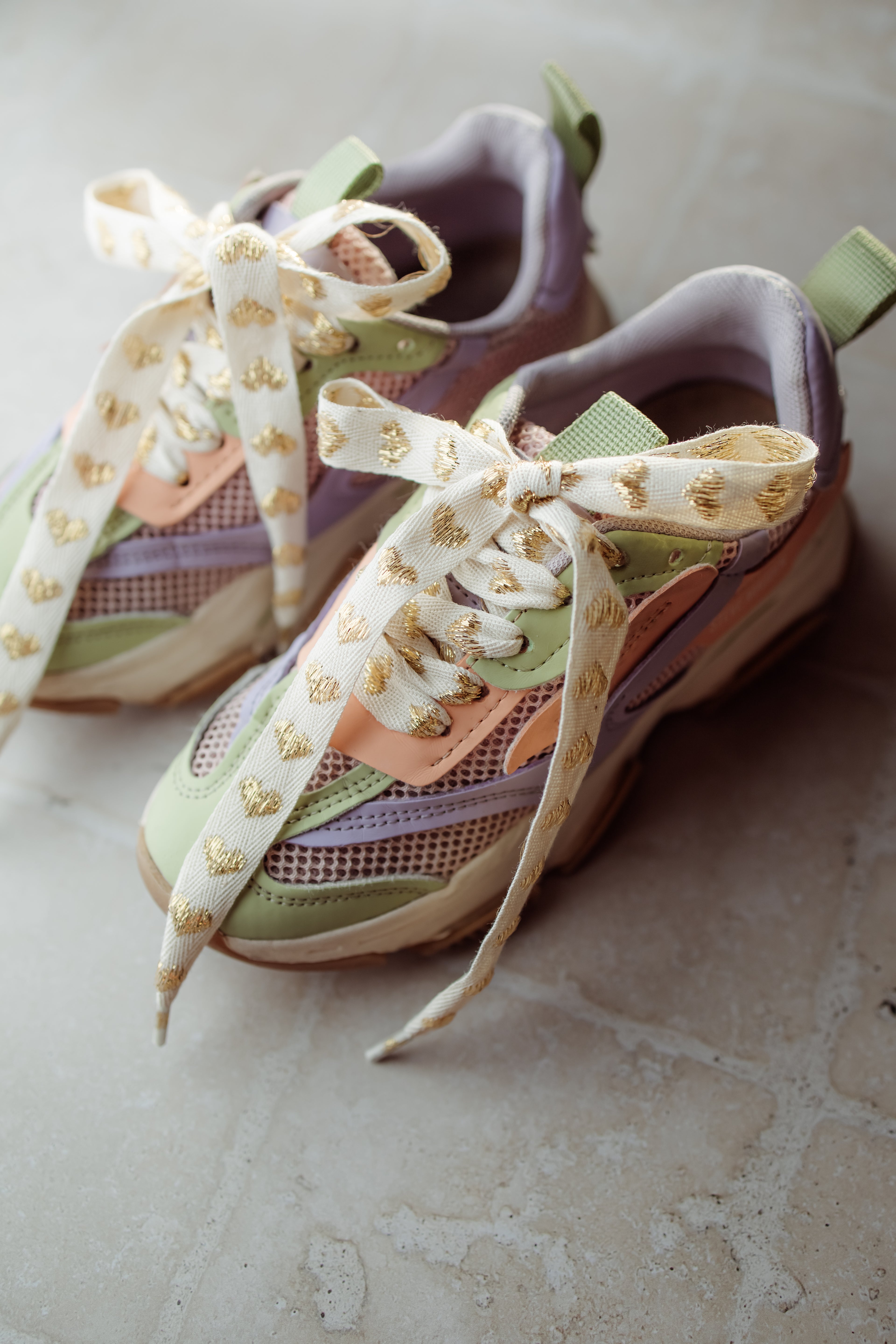 Golden heart shoelaces