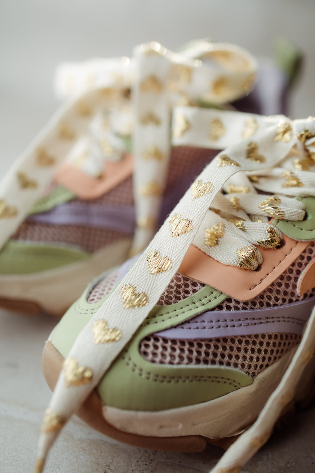 Golden heart shoelaces