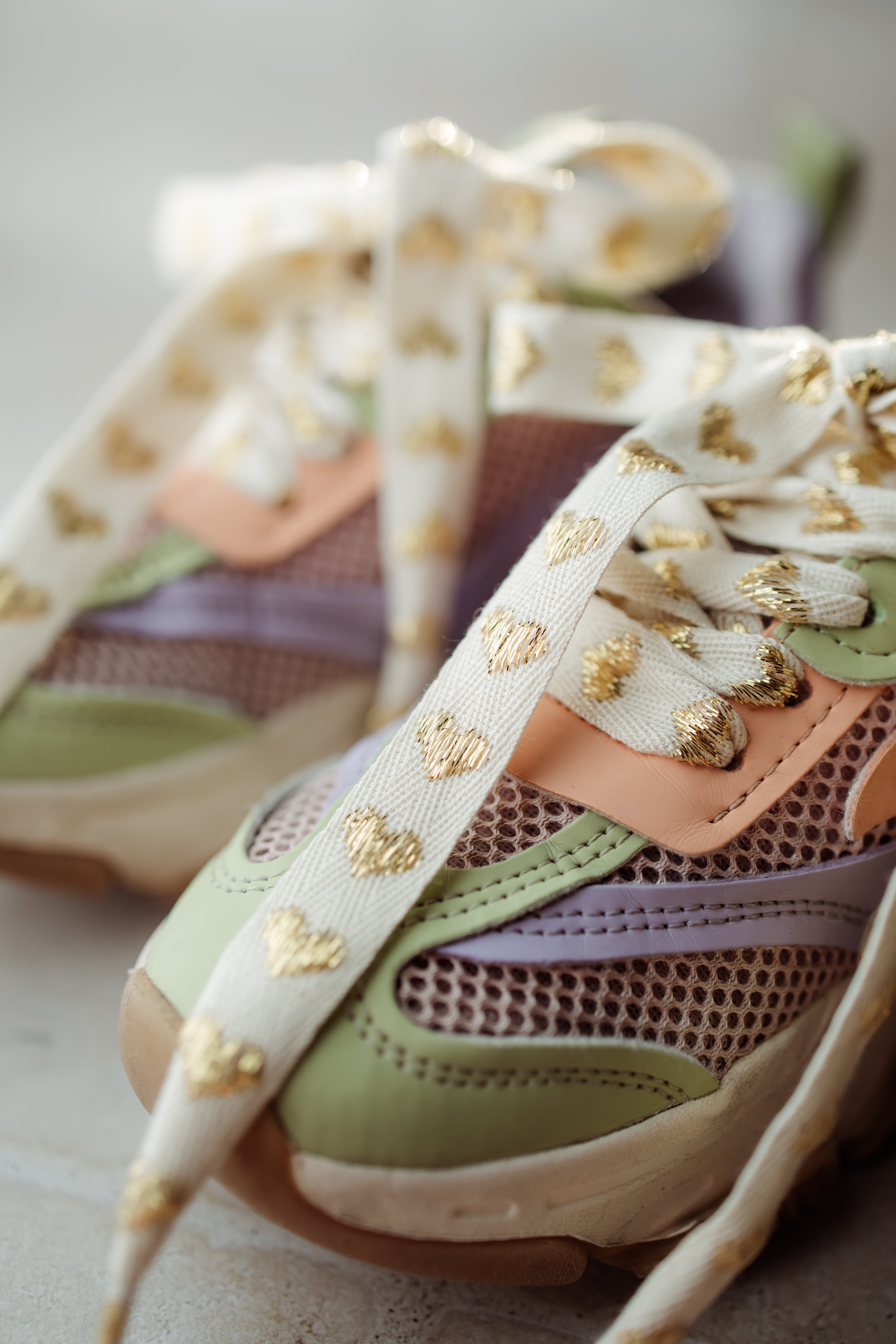 Golden heart shoelaces