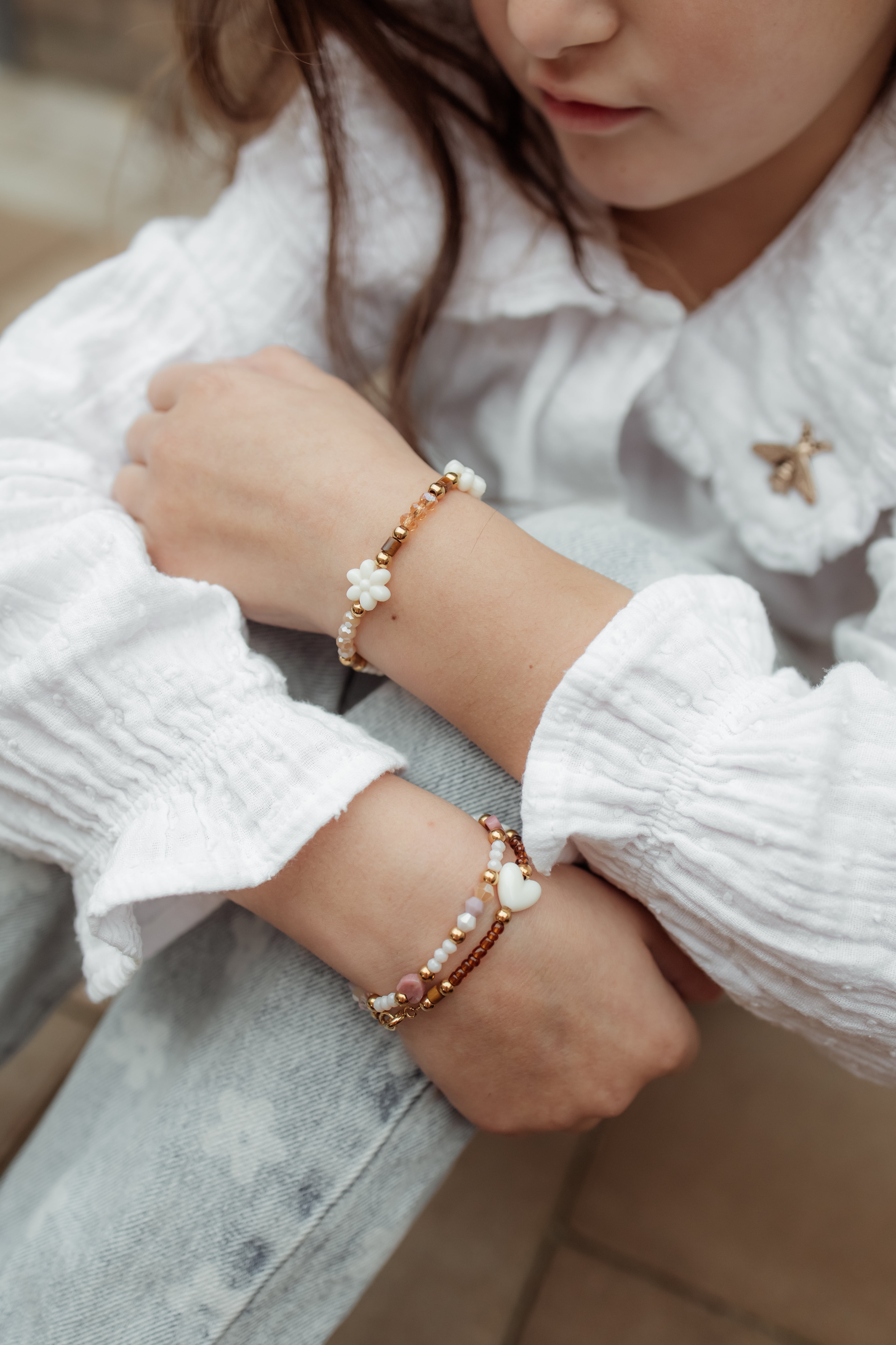 Kids bracelet floral brown