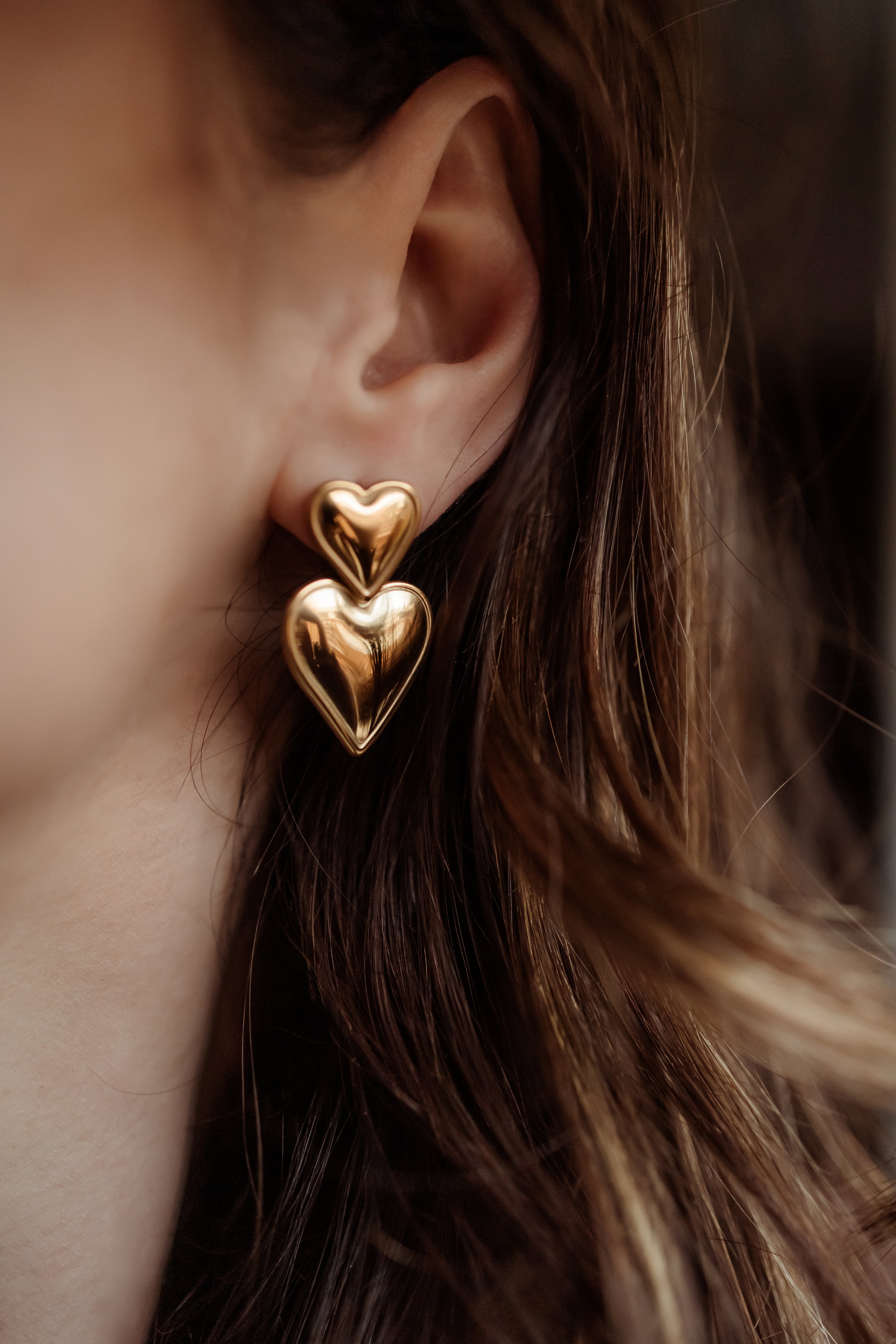Earrings double heart
